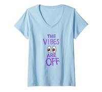 Femme The Vibes are Off Humour Funny Weird Eyes T-Shirt avec Col en V