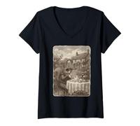 Femme Thé Vintage Squirrel Victorian Cottagecore T-Shirt avec Col en V