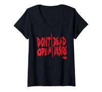 Femme The Walking Dead Don't Open Dead Inside T-Shirt avec Col en V