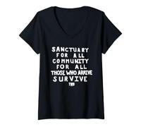 Femme The Walking Dead Sanctuary for All T-Shirt avec Col en V