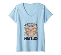 Femme The Way You Speak to Yourself Matters - Affirmation Positive T-Shirt avec Col en V