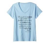 Femme The Word of The Lord is Right and True Psaum 33:4 Écriture T-Shirt avec Col en V