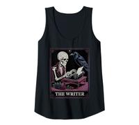 Femme The Writer Tarot Carte Gothique Squelette Corbeau Auteur littéraire Débardeur