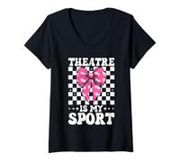 Femme Theatre is My Sport Drama Theater Masque Acteur Théâtre Fille T-Shirt avec Col en V