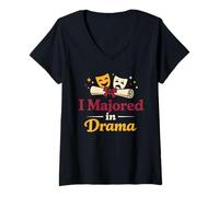 Femme Théâtre Vie Identité Drame Nerd Humour Musical Alumni Pride T-Shirt avec Col en V