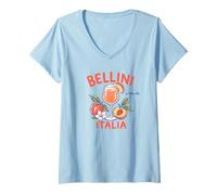 Femme Thème de Voyage du Complexe côtier Italien Bellini Peach Cocktail T-Shirt avec Col en V
