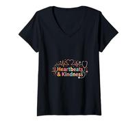 Femme Thème des battements de cœur et de gentillesse infirmière T-Shirt avec Col en V