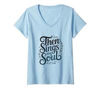 Femme Then Sings My Soul : Christian T-Shirt avec Col en V