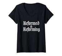 Femme Théologie de la réforme réformée et réformant Le Design chrétien T-Shirt avec Col en V
