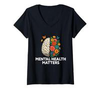 Femme Thérapeute conseiller du Mois de Sensibilisation à la santé mentale T-Shirt avec Col en V