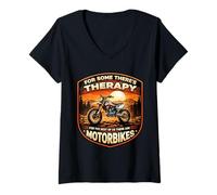 Femme Thérapie pour Le Reste, il y a des Motos Dirt Bike Rider MX T-Shirt avec Col en V
