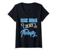 Femme Thérapie Quiz Jeu Humour Évasion Mentale Citation T-Shirt avec Col en V
