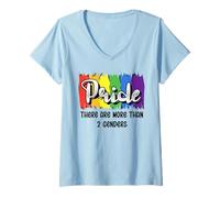 Femme There Are More Than Two Genders LGBT Gay Pride Flag LGBTQ T-Shirt avec Col en V