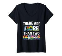 Femme There are More Than Two Genders T-Shirt Fierté T-Shirt avec Col en V