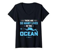 Femme There are So Many Lives in The Ocean Scuba Dive Diver Diving T-Shirt avec Col en V