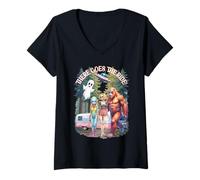 Femme There Goes The Ride Bigfoot Alien Woman Squelette Halloween T-Shirt avec Col en V