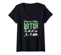 Femme There's a Little Witch in All of Us T-Shirt avec Col en V