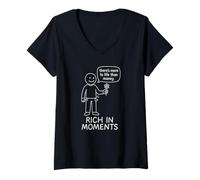 Femme There's More to Life Than Money - Stick Figure T-Shirt avec Col en V