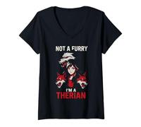 Femme Therian Pride n'est pas un mignon loup à quatre pattes LGBTQ T-Shirt avec Col en V