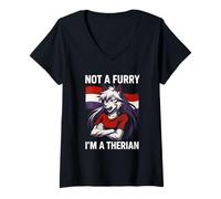 Femme Therian Pride n'est pas un mignon loup à quatre pattes LGBTQ T-Shirt avec Col en V