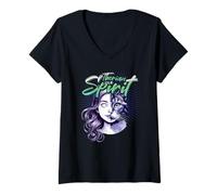 Femme Therian Spirit Cat Fox Lady Alter Kin Otherkin Therian Furry T-Shirt avec Col en V