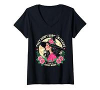 Femme They Didn't Burn Witches Féministe T-Shirt avec Col en V