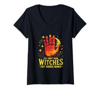 Femme They Didn't Burn Witches Féministe T-Shirt avec Col en V