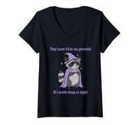 Femme They Knew I'd Be Too Powerful If I Could Sleep at Nights Owl T-Shirt avec Col en V
