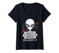 Femme They Know Project 67 Alien Funny Six Seven 6 7 Meme T-Shirt avec Col en V