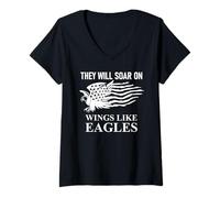 Femme They Will Soar Wings Like Eagle Christian Isaiah 40:31 Bible T-Shirt avec Col en V