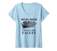 Femme They Will Soar Wings Like Eagle Isaiah 40:31 Bible Christian T-Shirt avec Col en V