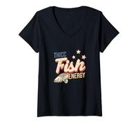 Femme Thicc Fish Energy Funny Ichtyology River Fish Arapaima Fans T-Shirt avec Col en V