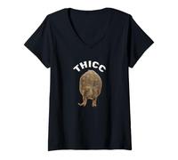 Femme Thicc Frog Butt Meme T-Shirt avec Col en V