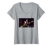Femme Thin Lizzy Live Phil Lynott 1976 par David Corio T-Shirt avec Col en V