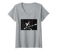 Femme Thin Lizzy Phil Lynott Danse au Clair de Lune en lisant 1977 T-Shirt avec Col en V