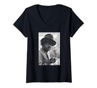 Femme Thin Lizzy Phil Lynott L'ère du Tonnerre et de la Foudre 1983 T-Shirt avec Col en V