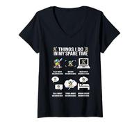 Femme Things I DO in My Spare Time Building Blocks Master Builder T-Shirt avec Col en V