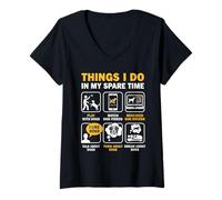 Femme Things I Do in My Spare Time Chiot propriétaire d'animal de Compagnie T-Shirt avec Col en V