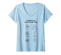 Femme Things I Do in My Spare Time - Fan de Tennis T-Shirt avec Col en V