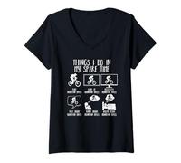 Femme Things I Do In My Spare Time Funny Mountain Bike MTB Bike T-Shirt avec Col en V