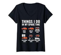 Femme Things I Do in My Spare Time Funny Sports Car Amateur T-Shirt avec Col en V