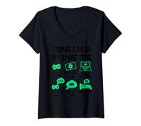 Femme Things I Do in My Spare Time, Gaming Gamer Videogame T-Shirt avec Col en V
