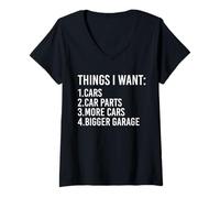 Femme Things I Want Cars Parts and Garage Funny Car Guy T-Shirt avec Col en V