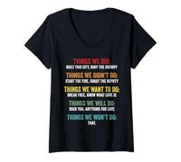 Femme Things We Didn't Want Will Won't Do Song Retro Vintage T-Shirt avec Col en V