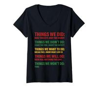Femme Things We Didn't Want Will Won't Do Song Retro Vintage T-Shirt avec Col en V