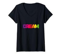 Femme Think & Dream Big, Dream & Keep Dreaming Motivational Quotes T-Shirt avec Col en V