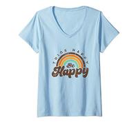 Femme Think happy be happy be a nice kind person for women T-Shirt avec Col en V