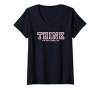 Femme Think It's Not Illégal Yet Collegiate Style T-Shirt avec Col en V