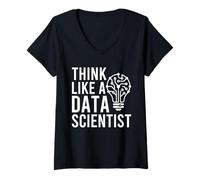 Femme Think Like A Data Scientist Tech Analyst T-Shirt avec Col en V