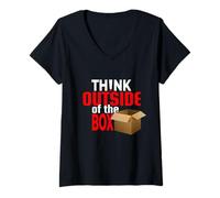Femme Think Outside The Box T-Shirt Graphique créatif pour Homme T-Shirt avec Col en V